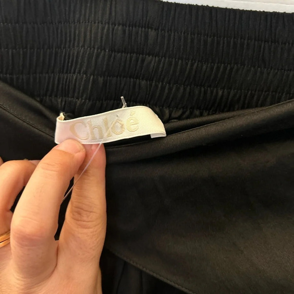 Chloe Black Silk Satin High Waist Harem Pants SZ 40 M - Picture 4 of 4